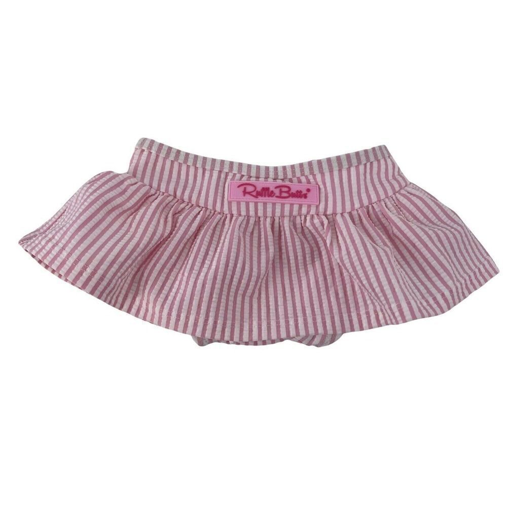 Ruffle Butts Swimsuit Bottom 3-6 Months Pink White Seersucker Preppy Swimwear